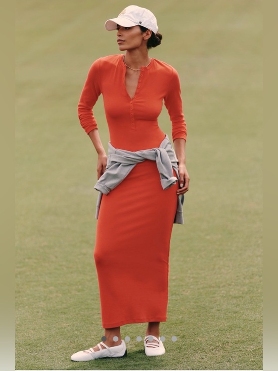 Daily Practice Dresses & Skirts - Anthropologie Daily Practice Long-Sleeve Ribbed Maxi Dress- Bright Red